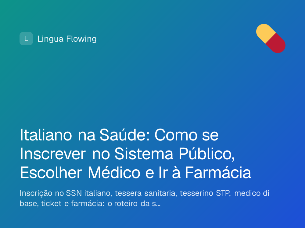 Capa do artigo: italiano na saúde, inscrição no SSN e vocabulário da farmácia